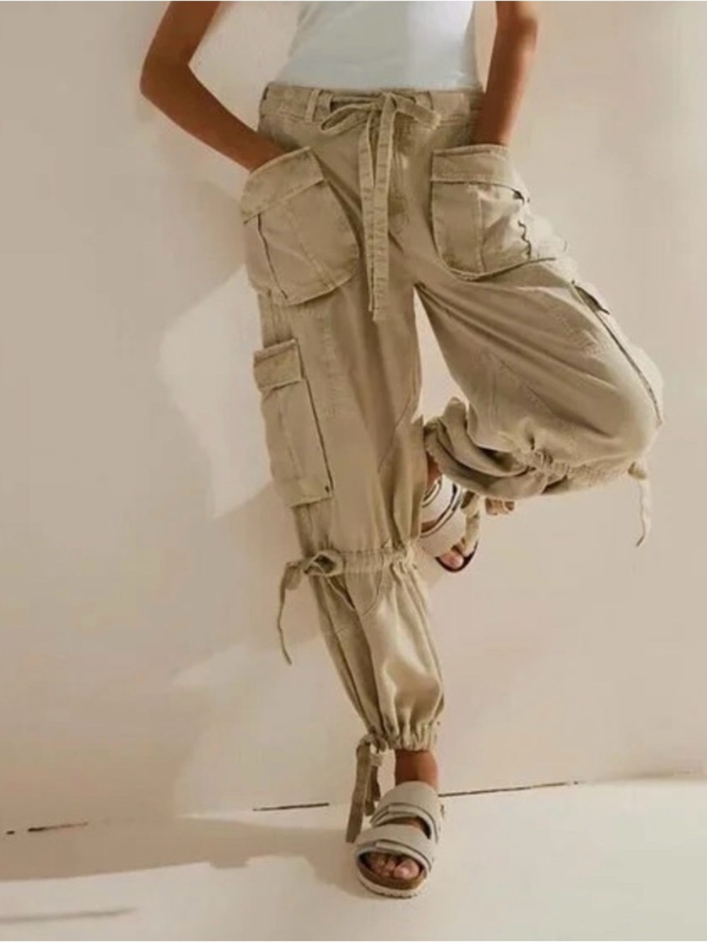 Free People Big Sky Parachute Pants Linen Blend Cargo Utility Medium